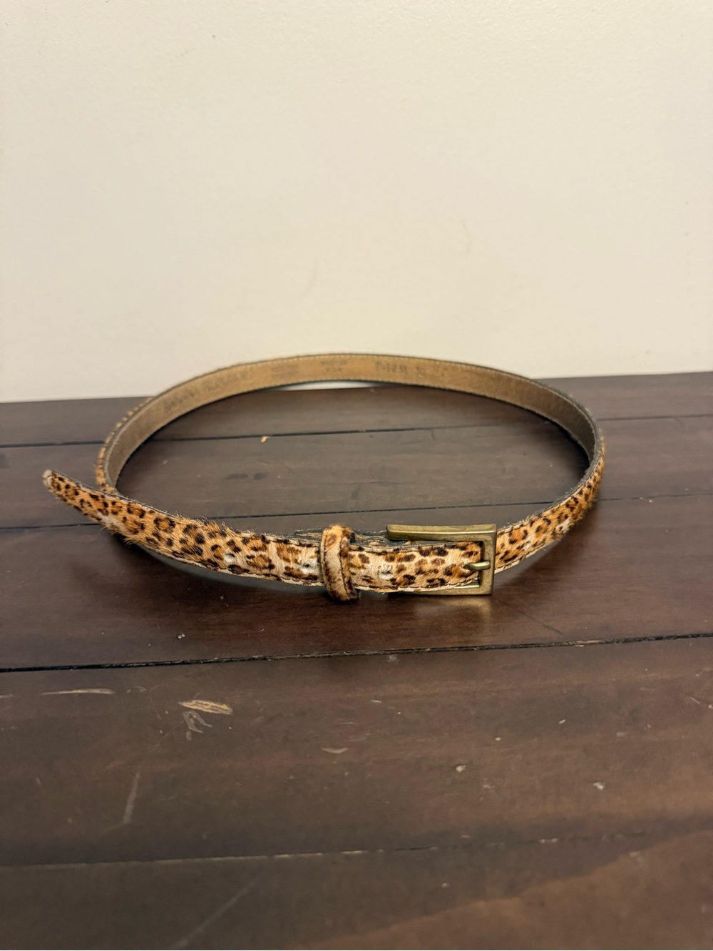 Banana Republic Genuine Leather Leopard Print Haircalf Belt Size 30